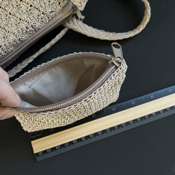 Crochet Mini Crossbody Bag With Coin Purse Vintage Excellent - Picture 6 of 9